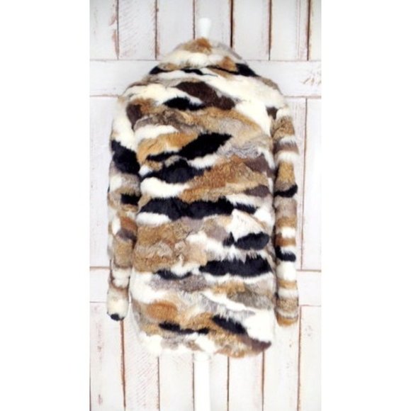 70s vintage patchwork rabbit fur jacket brown ivory black rabbit fur coat - Picture 5 of 5